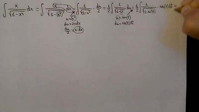 Integral of x/sqrt(1-x^4) (substitution + substitution) смотреть онлайн