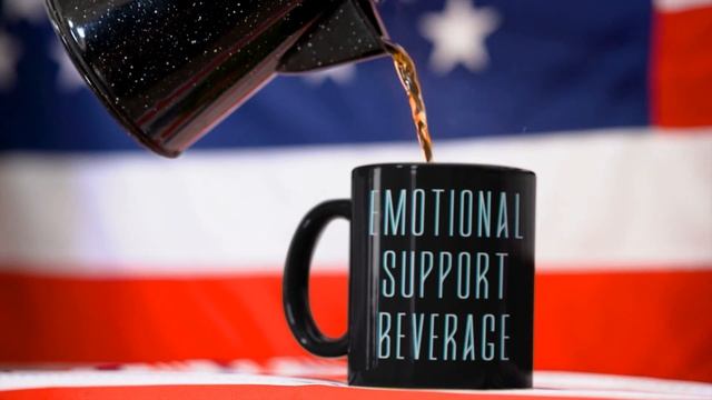 Emotional Support Beverage Black Mug with American Flag смотреть онлайн