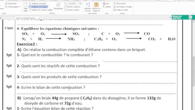 Correction control N2 de la 2AC de physique chimique des cours les equation chimique la transformat смотреть онлайн