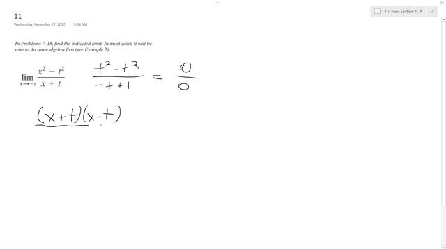 lim as x approaches -t, (x^2 - t^2)/(x+t) смотреть онлайн
