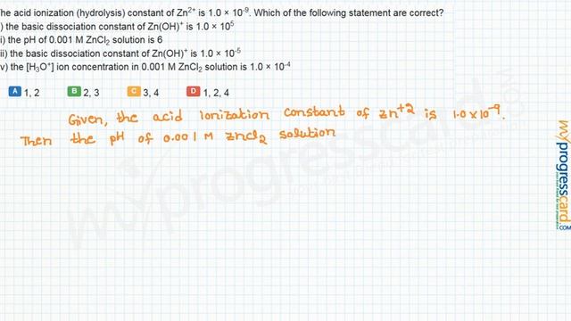 The acid ionization (hydrolysis) constant of Zn2+ is 1.0 × 10-9. смотреть онлайн