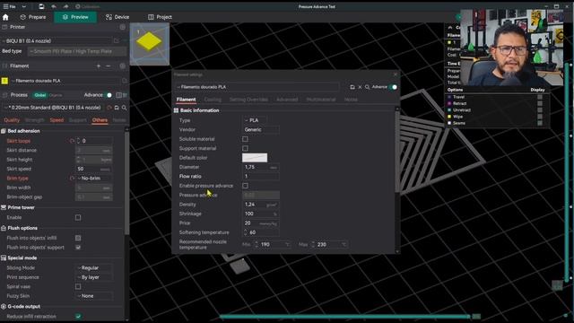04 - PRESSÃO Ou LINEAR ADVANCED Na Impressora 3d Com Orca Slicer