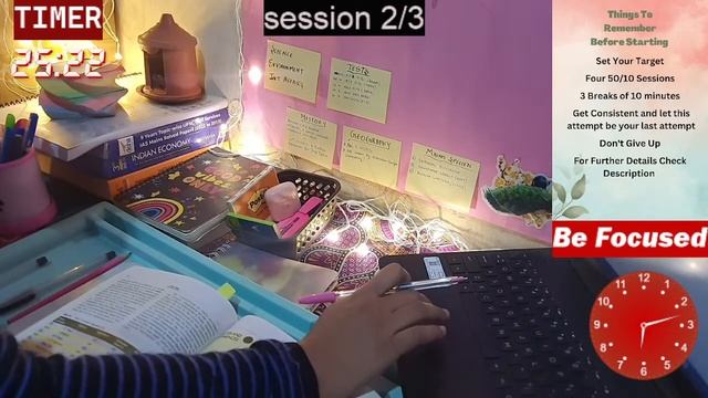 📚3 Hours Study With Me/50-10/chill Study Beats/UPSC/SSC/PCS/NEET Aspirants #studywithme #upsc