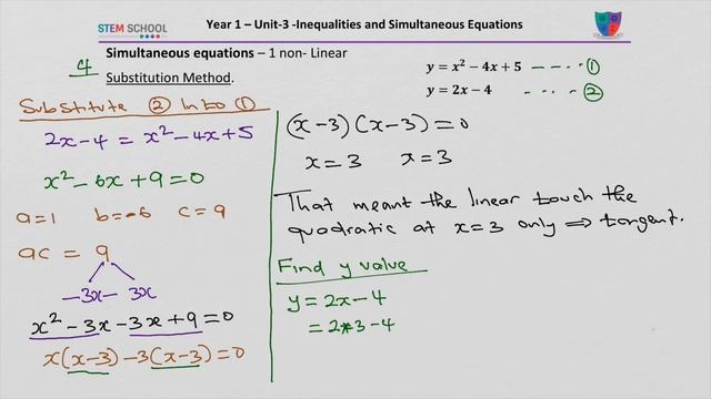Simultaneous Equations Q4 - A Level Pure Maths - Year 1 - Unit 3 - 3.4.0 смотреть онлайн