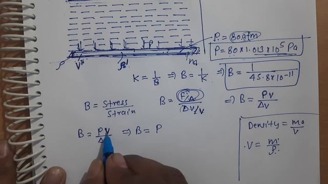 What is the density of water at a depth where pressure is 80.0 atm, given that its density at the s смотреть онлайн