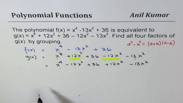 Excellent Method to Factor x^4 + 12x^2 + 36 - 12x^2 - 13x^2 Degree Four Quartic Polynomial смотреть онлайн