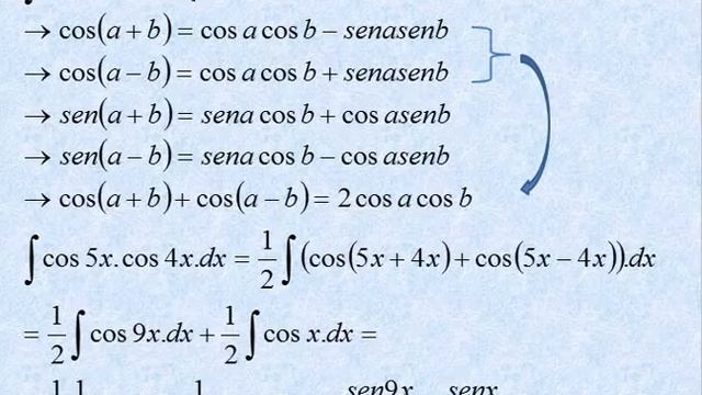 Integral cos 5x por cos 4x dx, Integral cos por cos ángulos diferentes, Identidades trigonométricas смотреть онлайн