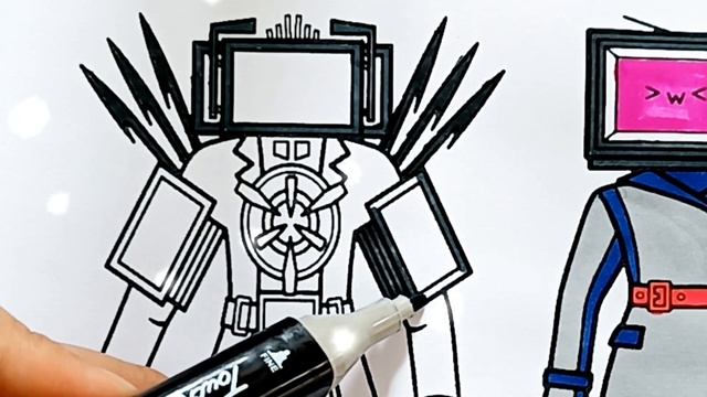 HOW TO COLOUR SKIBIDI TOILET _ TITAN TV MAN & TITAN TV WOMAN & Coloring Pages смотреть онлайн