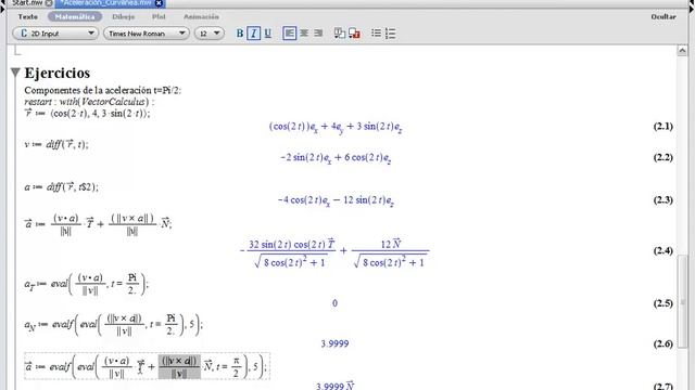 Calculando las componentes de la aceleración con Maple смотреть онлайн