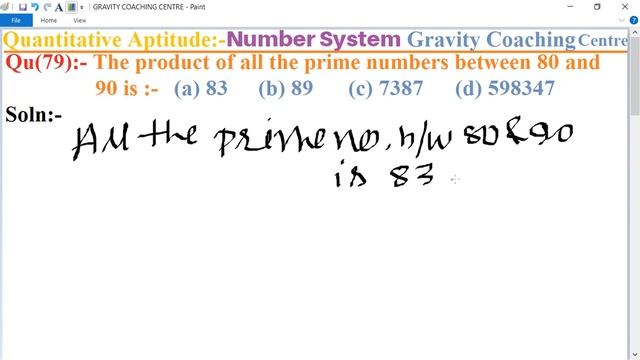 Q79 | The product of all the prime numbers between 80 and 90 is | Number System смотреть онлайн