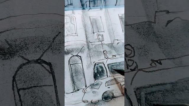 Скетчинг графитом рисую в скетчбуке Urban sketch смотреть онлайн
