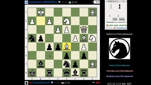 LIVE Blitz Chess Commentary #195: Computer Impossible - English, closed system смотреть онлайн