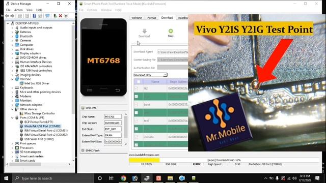 Vivo Y21S PD2138f  Full Flash New Security Test Point BROM Mode Fix Dead Boot Repair Downgrade