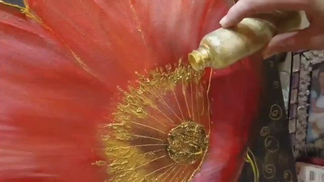 Рисуем маки золотыми контурами и гелями