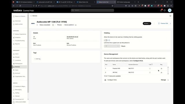 AudioCodes MP 124E Configuration with Webex Calling смотреть онлайн