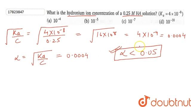 What is the hydronium ion concentration of a `0.25` M HA solution? `(K_(a)=4xx10^(-8))` смотреть онлайн