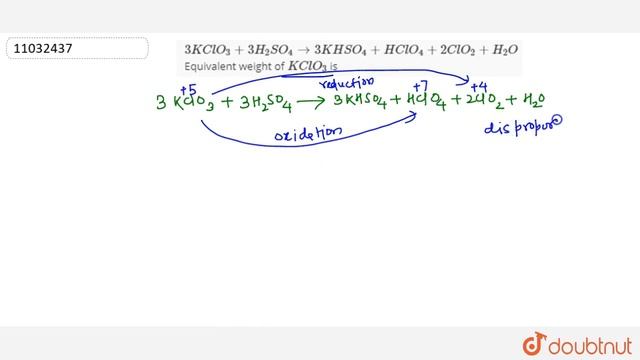 3KClO_(3)+3H_(2)SO_(4)rarr3KHSO_(4)+HClO_(4)+2ClO_(2)+H_(2)O Equivalent weight of KClO_(3) is |... смотреть онлайн