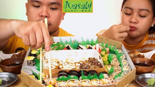 GRYN WASABI SUSHI BAR | SUSHI FIESTA CHICKEN | JAPPY FRIED CHICKEN | Mukbang Philippines смотреть онлайн