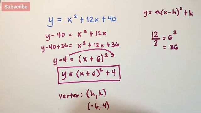 Transforming Quadratic Function to Vertex Form y = a(x - h)² + k Grade 9 Math смотреть онлайн