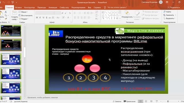 BitLime ПРЕЗЕНТАЦИЯ ТВОИХ ВОЗМОЖНОСТЕЙ от 23.11.2021. Светлана Козакова. смотреть онлайн