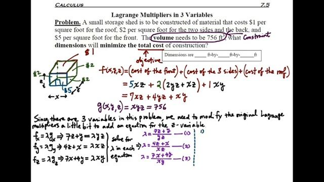 Lagrange Multipliers in three variables смотреть онлайн