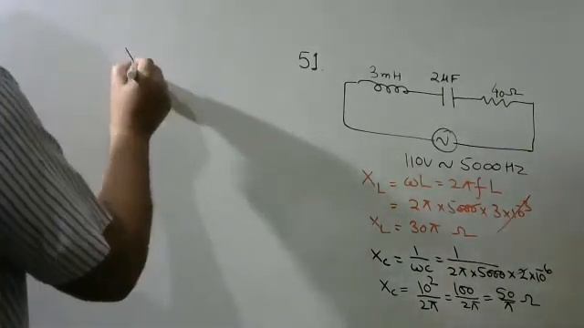 A 40 Ω resistor, a 3 mH inductor, and a 2 μF capacitor are connected in series to a 110 V- 5000 Hz смотреть онлайн