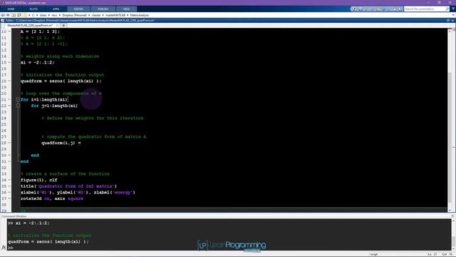 Master MATLAB: visualize the matrix quadratic form смотреть онлайн