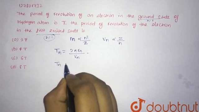 The period of revolution of an electron in the ground state of hydrogen atom is T. The period of... смотреть онлайн