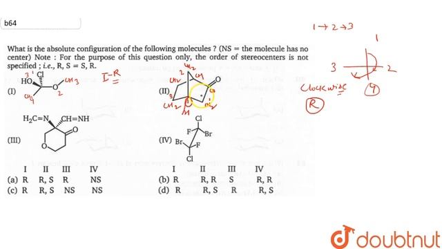 What is the absolute configuration of the following molecules ? (NS= the molecule has center) смотреть онлайн