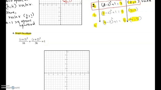 Worksheet - Ch 9 - Intermediate Algebra #3, 4(Graph a parabola and an ellipse) смотреть онлайн