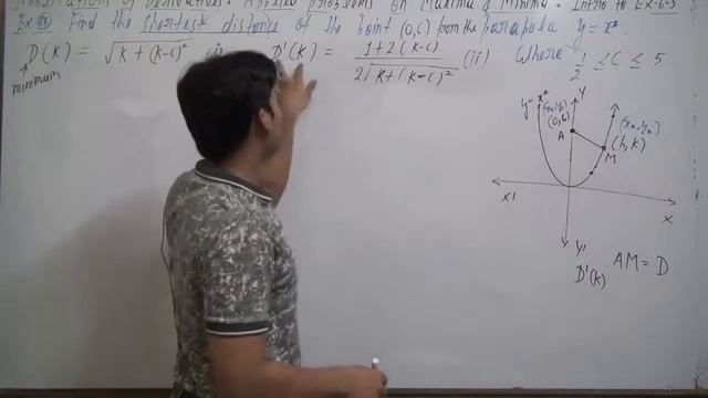 Find the shortest distance of the point 0, c from the parabola y x^2, where 1/2≤ c ≤ 5 смотреть онлайн