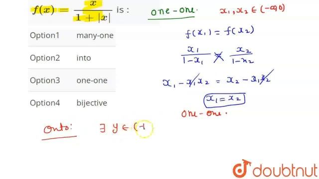The function f:(-oo,0)to(-1,0) defined by f(x)=(x)/(1+|x|) is : | CLASS 12 | SAMPLE PAPER 09 | ... смотреть онлайн