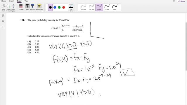 SOA Exam P Question 124 | Variance of Independent Joint Distribution смотреть онлайн