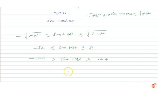 If the equation `sin 2theta + cos 2theta = p` has a solution then p cannot be смотреть онлайн