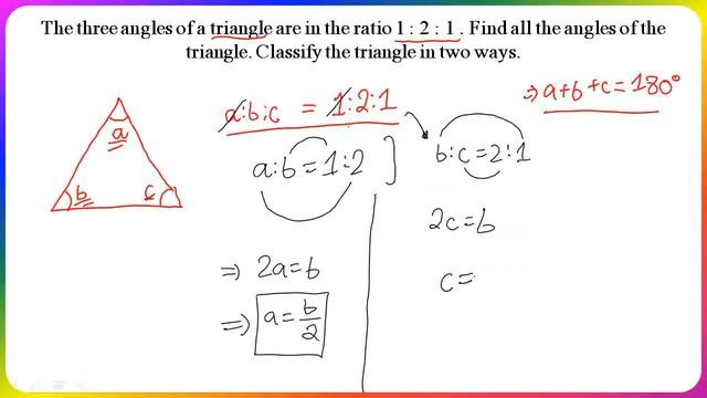 Q.The three angles of a triangle are in the ratio 1 : 2 : 1 . Find all the angles of the triangle. смотреть онлайн
