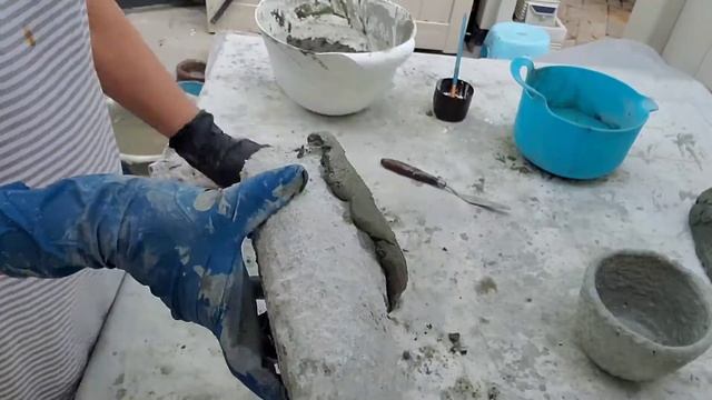How to make cement pots 코바늘 덧버선으로 만든 시멘트화분 смотреть онлайн
