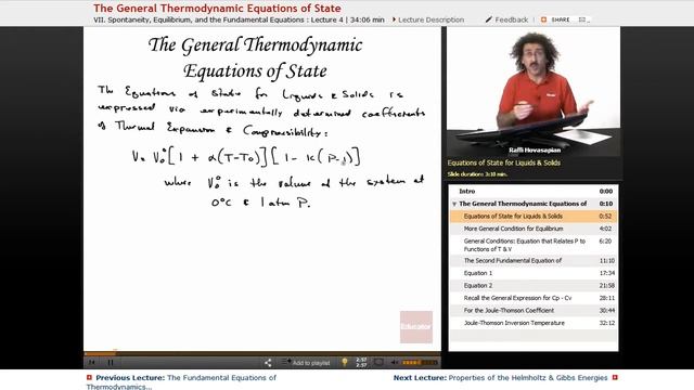 “The General Thermodynamic Equations of State” | Physical Chemistry with Educator.com смотреть онлайн