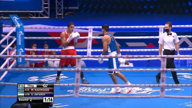 Day 8 (75kg) KAZIMZADE Mirsharif (AZE) vs JAFAROV Saidjamshid (UZB) | AIBA WCHs 2021 смотреть онлайн