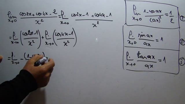 Calculer la limite (lim)(x→0)(cos2x+cos4x-2)/x^2 смотреть онлайн