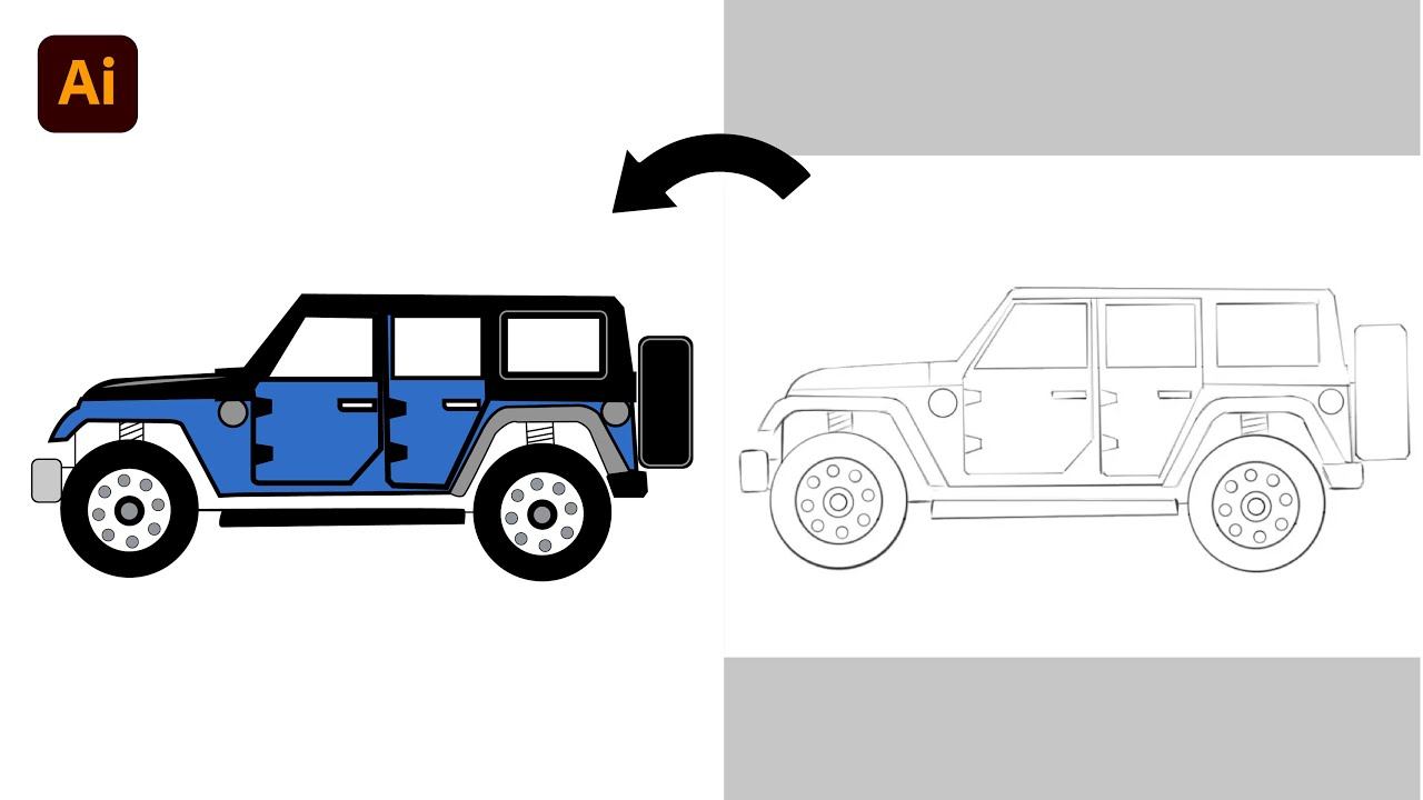 Adobe Illustrator Tutorial- Create a Car Jeep Vector (HD) смотреть онлайн