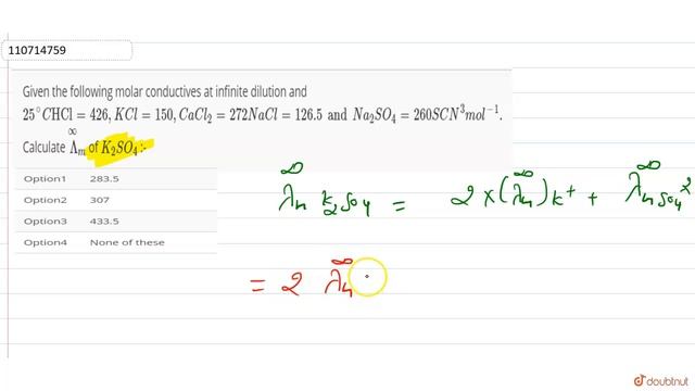 Given the following molar conductives at infinite dilution and `25^(@)C "HCl"=426, KCl=150 , смотреть онлайн