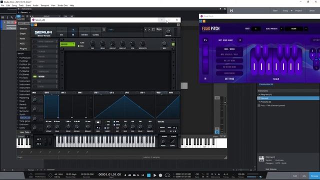 Fluid Pitch + Serum inside Studio One through Kushview's Element смотреть онлайн