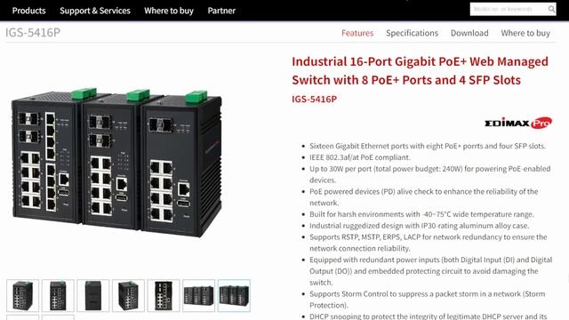 Edimax DIN-Rail Mount Industrial Switches смотреть онлайн