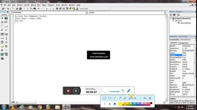Visual Basic Simple program using Label,Text box and Command Button смотреть онлайн