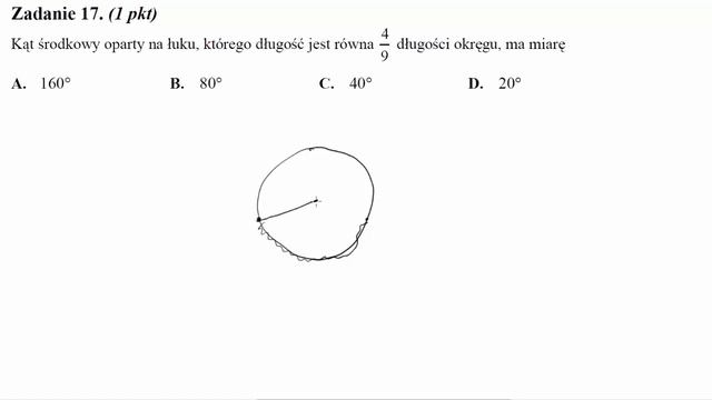 Kąt środkowy oparty na łuku, którego długość jest równa 49 długości okręgu, ma miarę смотреть онлайн