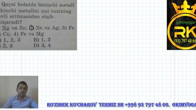 Kimyo Variant 2021 | 1-Variant 2-Test | Video dars | Ro'zibek Ko'charov | Kimyo Termiz. смотреть онлайн