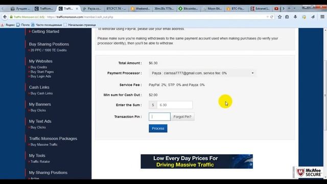 Traffic Monsoon вывод смотреть онлайн