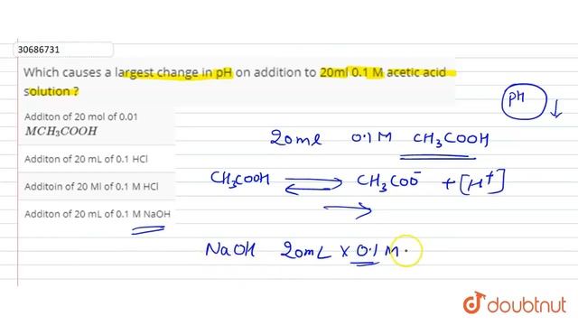 Which causes a largest change in pH on addition to 20ml 0.1 M acetic acid solution ? | 12 | IONI... смотреть онлайн