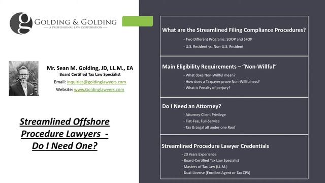 Streamlined Offshore Procedure Lawyers: Tax Attorney Specialist - Foreign Asset & Account Disclosur смотреть онлайн