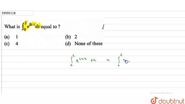 What is int_(0)^(2) e^(ln) x dx equal to ? | 12 | DEFINITE INTEGRATION & ITS APPLICATION | MATHS... смотреть онлайн